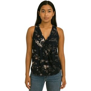 PaperMoon Navy Floral Sleeveless Top Size Medium – Polyester Spandex Blend